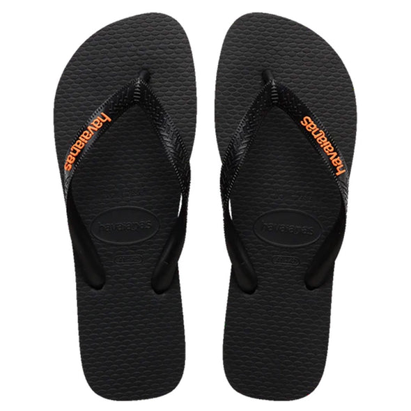 HAVAIANAS LOGO FILETE - BLACK/BLACK/BEGONIA ORANGE