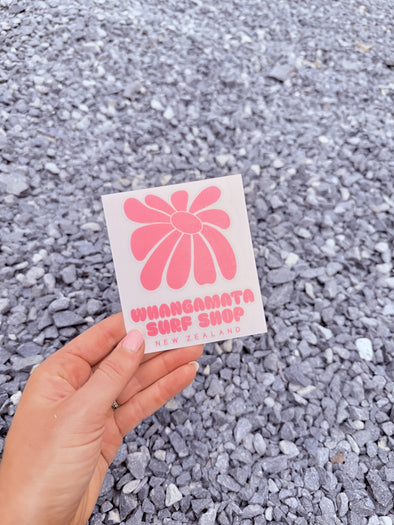 WHANGAMATA SURF SHOP FLOWER STICKER 2.0 - PINK