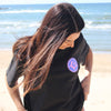 WHANGAMATA SURF SHOP HIBISCUS PATCH PUFF PRINT TEE - FADED BLACK