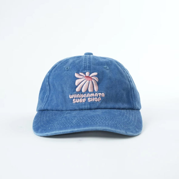 WHANGAMATA SURF SHOP FLOWER LOGO CAP - FADED BLUE