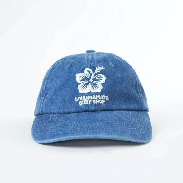 WHANGAMATA SURF SHOP HIBISCUS FLOWER CAP - FADED BLUE