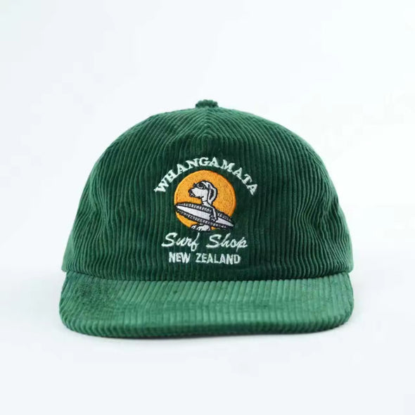 WHANGAMATA SURF SHOP SURF DOG CORD CAP - GREEN