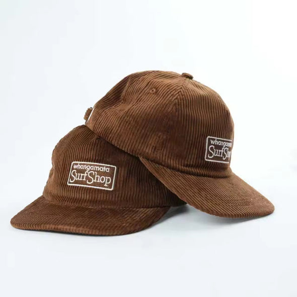 WHANGAMATA SURF SHOP BOX LOGO CORD CAP - BROWN