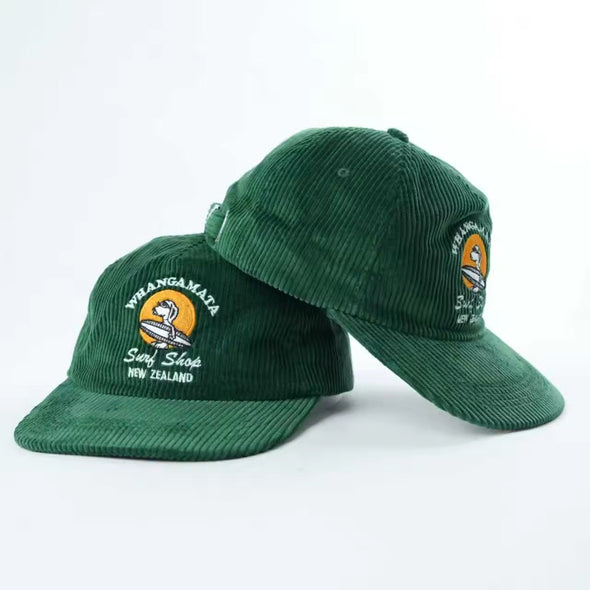 WHANGAMATA SURF SHOP SURF DOG CORD CAP - GREEN