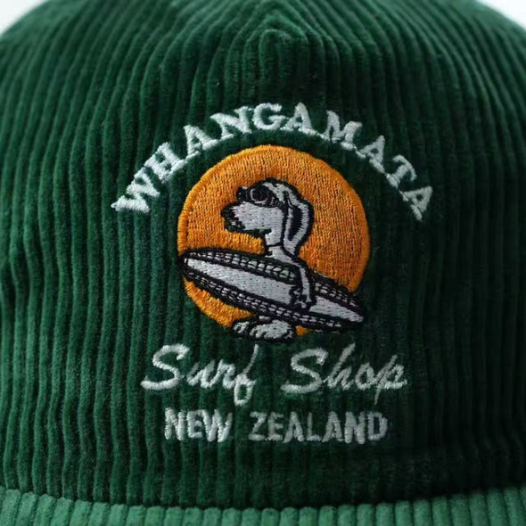 WHANGAMATA SURF SHOP SURF DOG CORD CAP - GREEN