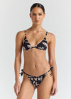 POOLSIDE PARADISO JAMAICA BRALETTE TRI TIE TOP W/ SKIMPY STRING TIE BOTTOM - BLACK