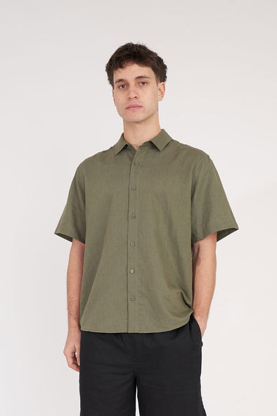 HUFFER LIN-IN SS SHIRT - KHAKI