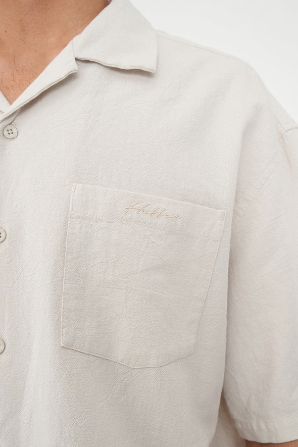 HUFFER MENS CABANA BOX SHIRT - PUTTY