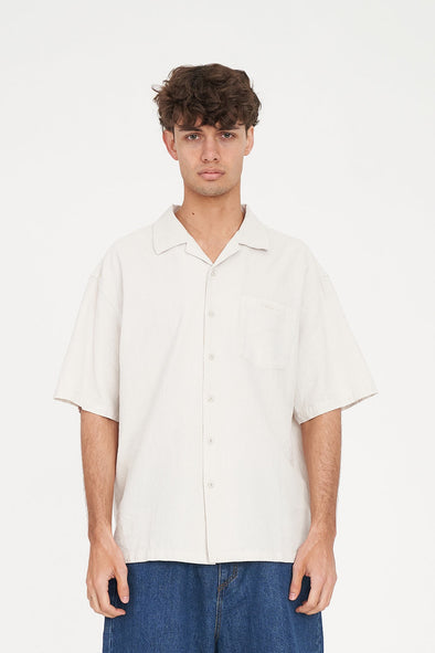 HUFFER MENS CABANA BOX SHIRT - PUTTY