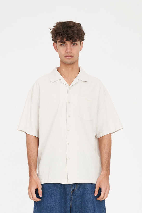 HUFFER MENS CABANA BOX SHIRT - PUTTY