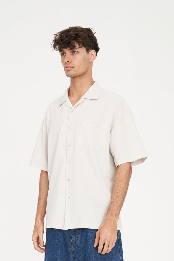 HUFFER MENS CABANA BOX SHIRT - PUTTY