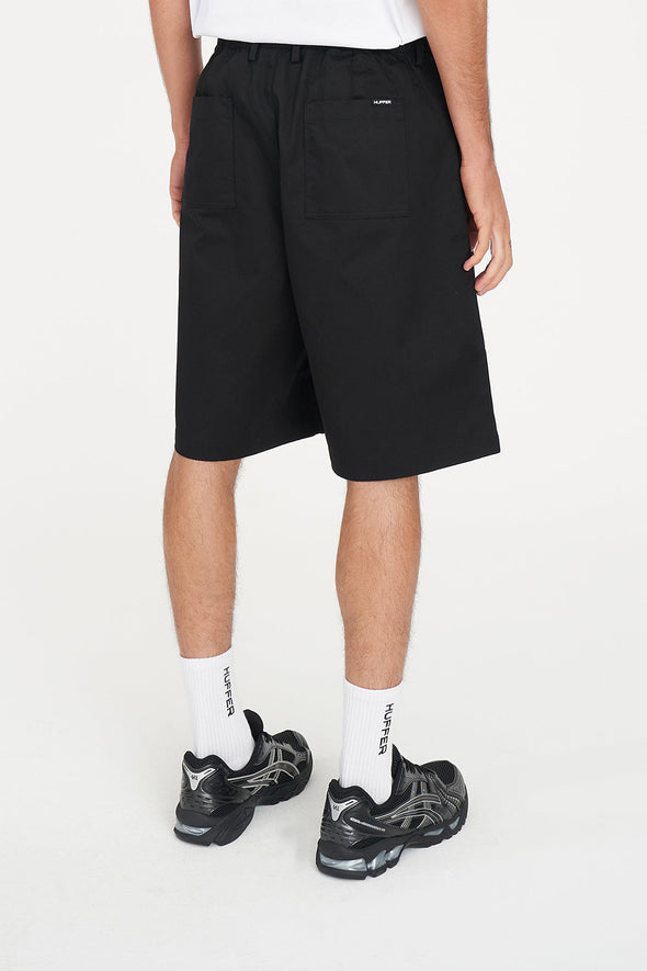 HUFFER PLEATED BAGGY SHORT - BLACK