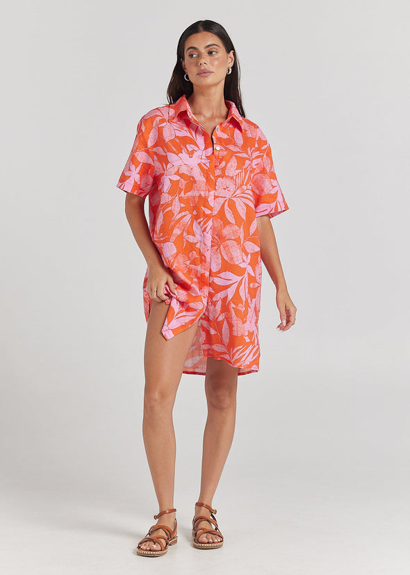 POOLSIDE PARADISO MOOREA SHIRT DRESS - WATERMELON