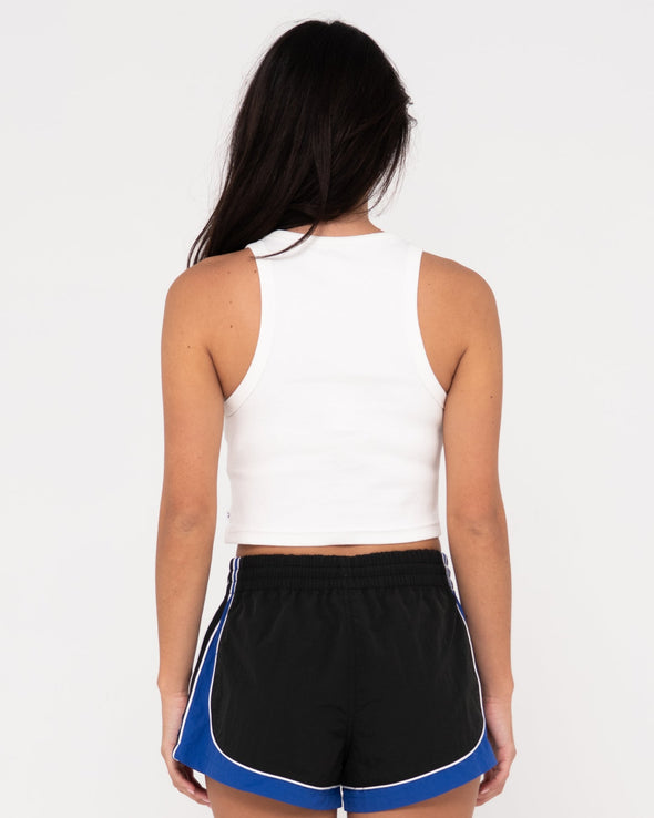 RUSTY CONTRAST RACER TANK - WHT