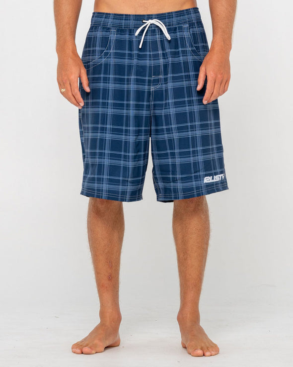 RUSTY PLAID DADDY ELASTIC WAIST BOARDSHORT - NVB