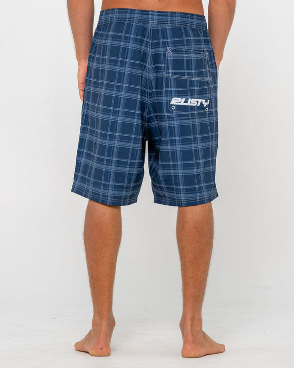 RUSTY PLAID DADDY ELASTIC WAIST BOARDSHORT - NVB