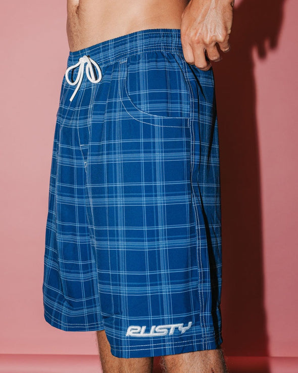 RUSTY PLAID DADDY ELASTIC WAIST BOARDSHORT - NVB