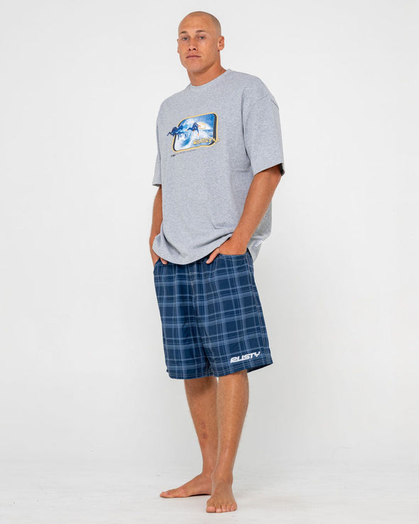 RUSTY PLAID DADDY ELASTIC WAIST BOARDSHORT - NVB
