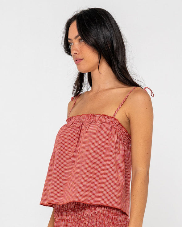 RUTSY SUMMER COURT CAMI TOP - RED