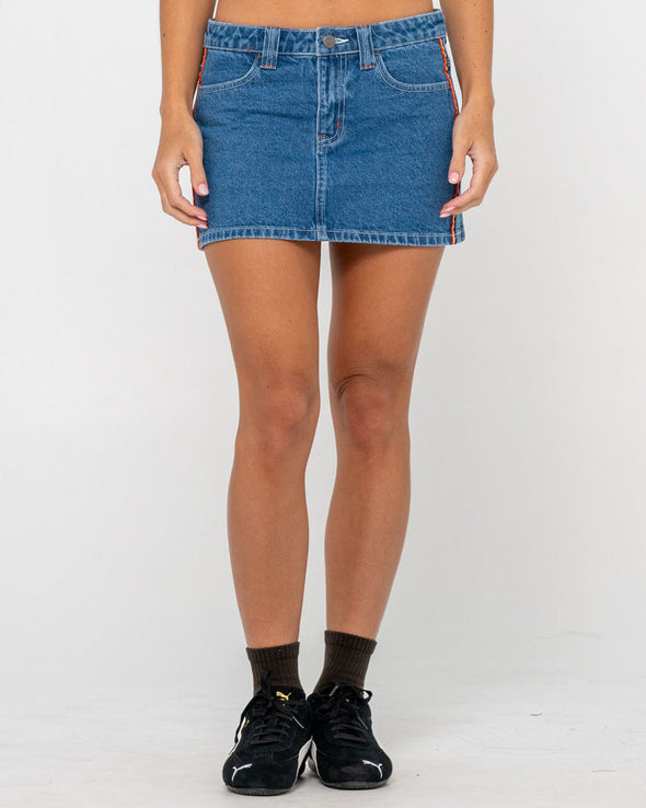 RUSTY FLIP MOMMY LOW RISE MINI DENIM SKIRT - MBO