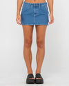 RUSTY BILLIE LOW RISE DENIM MINI SKIRT - MDY