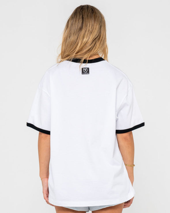 RUSTY OG RUSTY RINGER OVERSIZE TEE - WHT