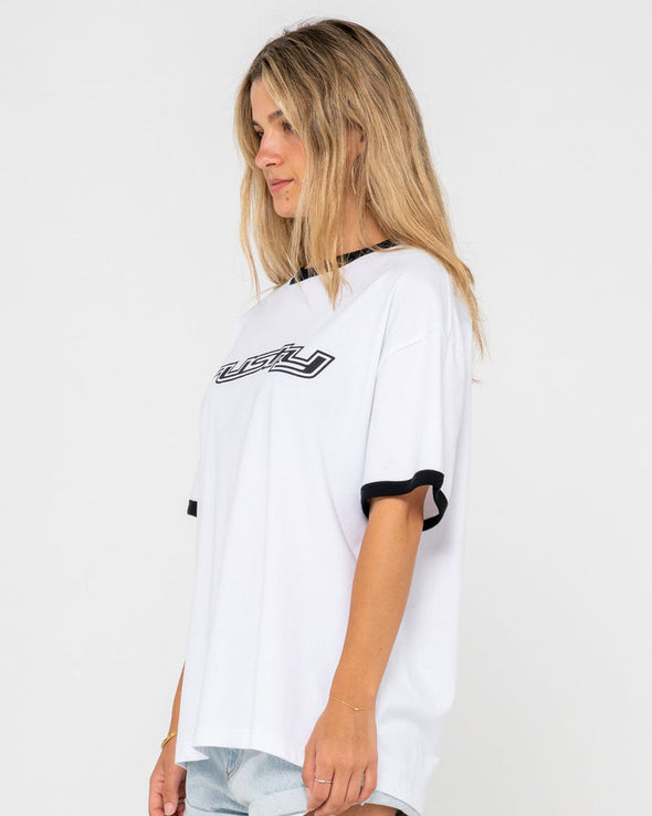 RUSTY OG RUSTY RINGER OVERSIZE TEE - WHT