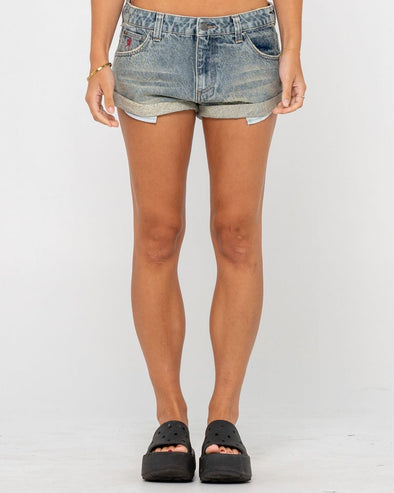 RUSTY NORTY PHEONIX LOW RISE DENIM MINI SHORT - DWG