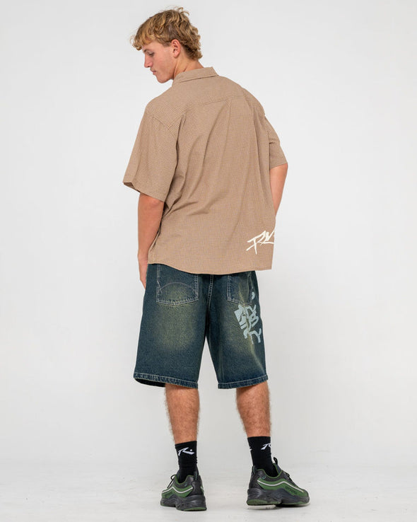RUSTY HOODUS CHECK SHORT SLEEVE SHIRT - TOB