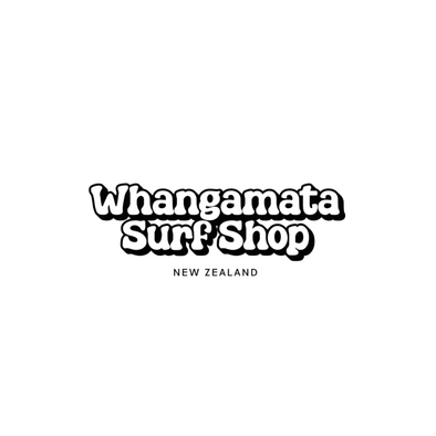 WHANGAMATA SURF SHOP BUBBLE LOGO STICKER - WHITE BASE W/ BLACK PRINT