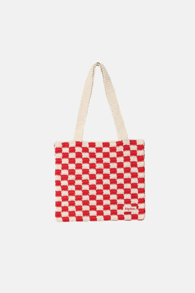 RHYTHM LOLA CHECK CROCHET TOTE BAG - FIRE
