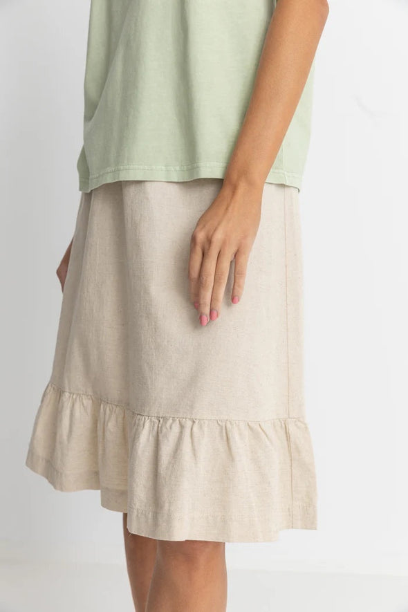 RHYTHM JYOTI TIERED MIDI SKIRT - NATURAL