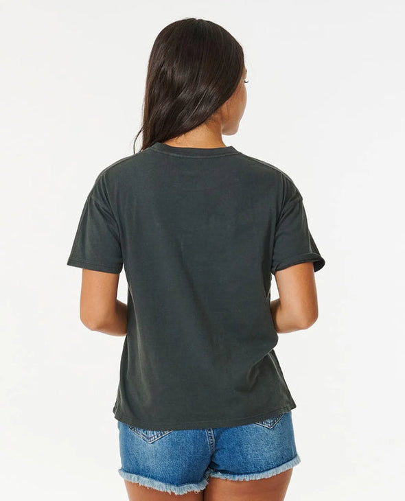 RIP CURL FLORA DESTORELAXED TEE - WASHED BLACK