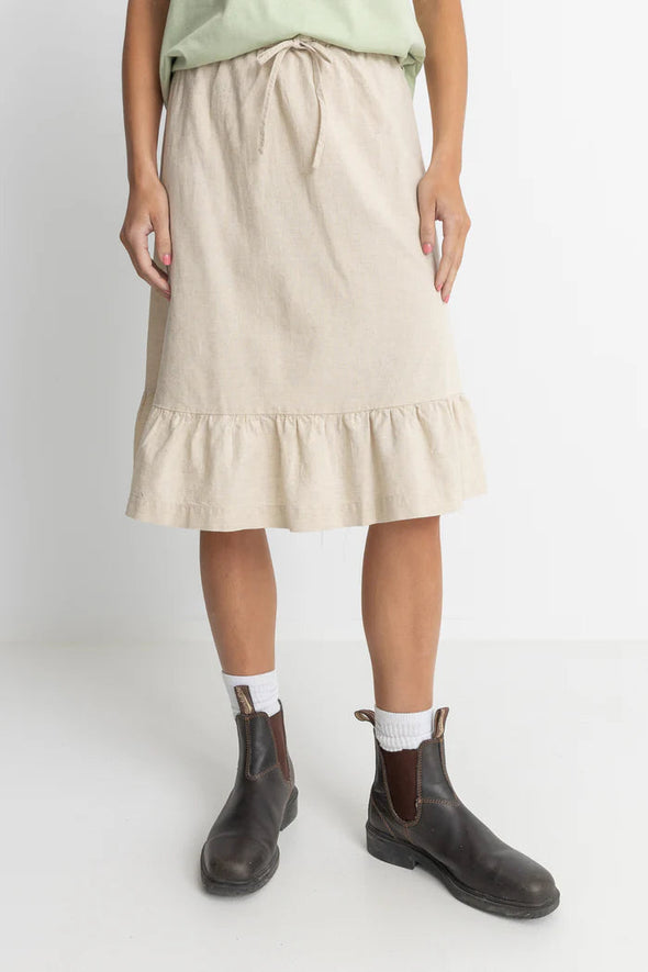 RHYTHM JYOTI TIERED MIDI SKIRT - NATURAL