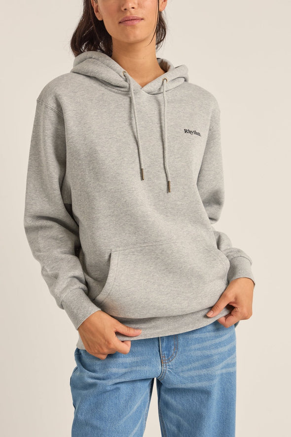 RHYTHM LOGO BOYFRIEND FLEECE HOOD - GREY HEATHER