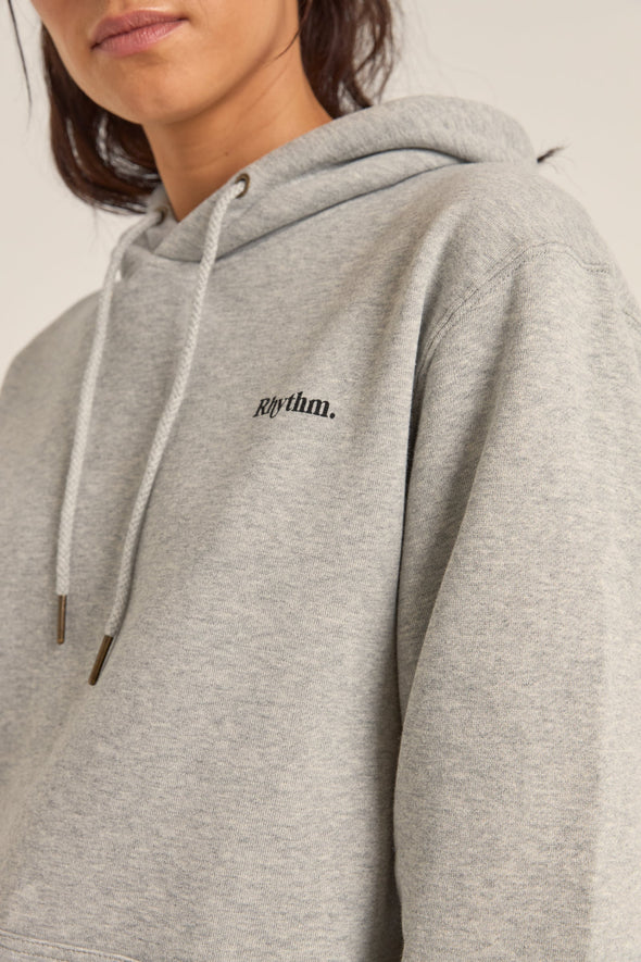 RHYTHM LOGO BOYFRIEND FLEECE HOOD - GREY HEATHER