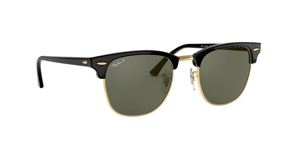 RAY BAN CLUBMASTER BLACK W/ CRYSTAL GREEN POLARIZED - AC - 51