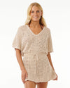 RIP CURL THE SEARCH CROCHET COVER UP - OFF WHITE