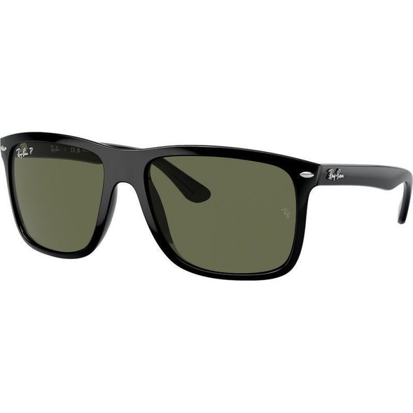 RAY BAN BOYFRIEND TWO BLACK W/ POLARIZED GREEN (57)