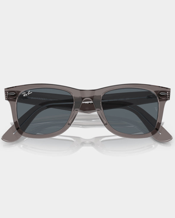 RAYBAN WAYFARER GREY ON TRANSPARENT W/ BLUE