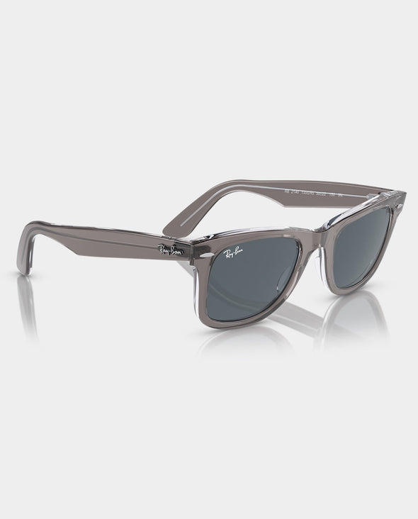 RAYBAN WAYFARER GREY ON TRANSPARENT W/ BLUE