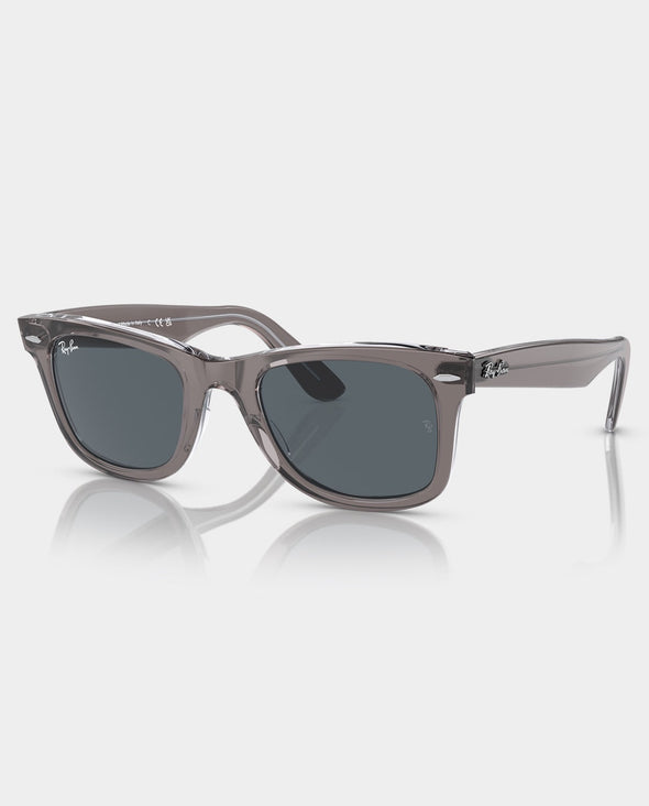 RAYBAN WAYFARER GREY ON TRANSPARENT W/ BLUE