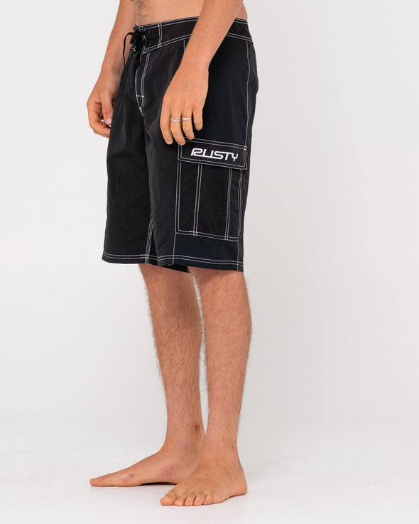 RUSTY PICK POCKET 22" ELASTIC WAIST BOARDSHORT - BLK