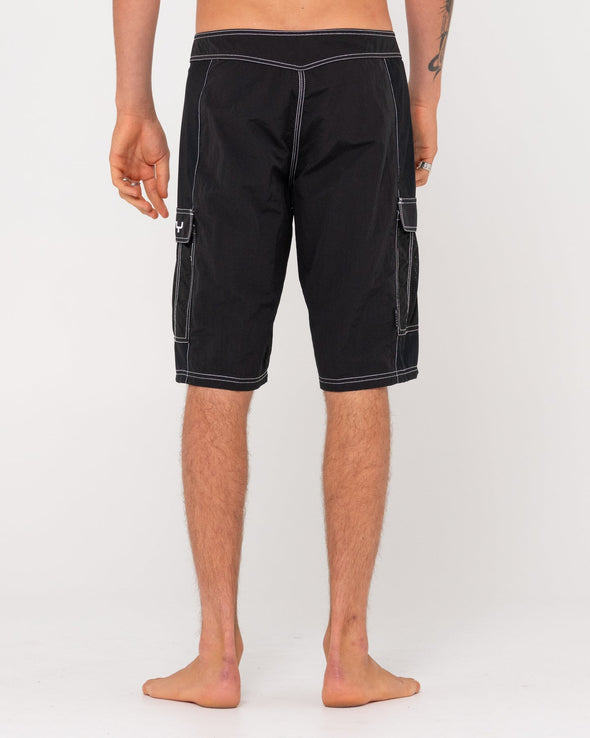 RUSTY PICK POCKET 22" ELASTIC WAIST BOARDSHORT - BLK