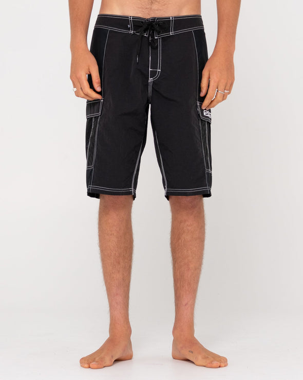 RUSTY PICK POCKET 22" ELASTIC WAIST BOARDSHORT - BLK