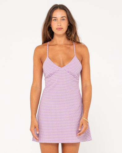 RUTSY CHECKED OUT MINI DRESS - PURPLE NIGHTS