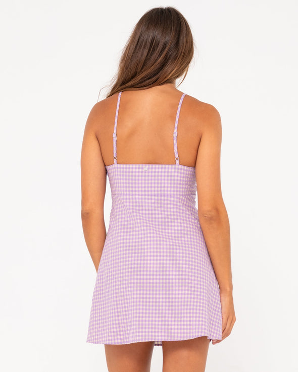 RUTSY CHECKED OUT MINI DRESS - PURPLE NIGHTS