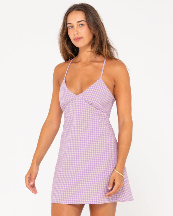 RUTSY CHECKED OUT MINI DRESS - PURPLE NIGHTS