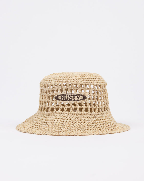 RUSTY SPLENDOUR STRAW BUCKET HAT - NAT