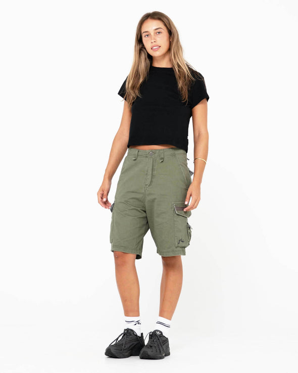 RUSTY TANK GIRL LOW RISE LOOSE FIT CARGO SHORT - ARM